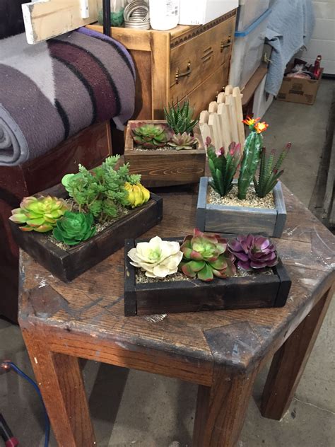 Rustic Display Boxes Filled With Succulents Ready For The Store