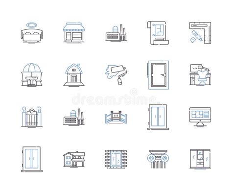Apartment Construction Outline Icons Collection Building Apartment