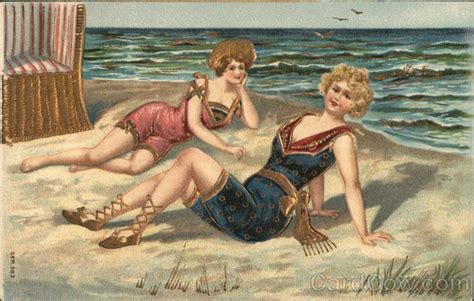 Vintage Bathing Beauties Swimsuits And Pinup Postcard