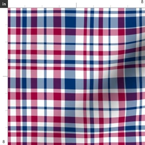 American Plaid Pattern Fabric Red White And Blue Patriotic Etsy