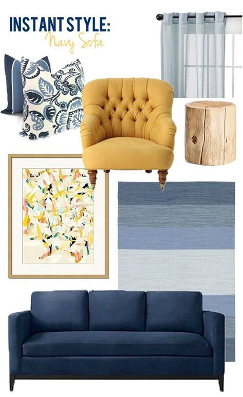 White And Mustard Living Room Modern Loft Living Room With Navy Blue