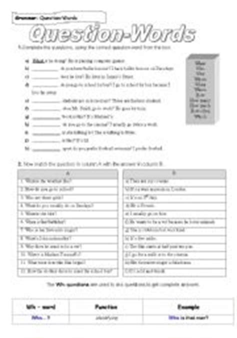 english teaching worksheets question words