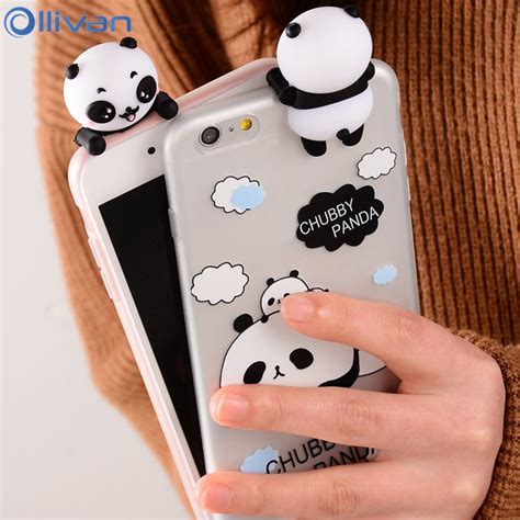 Ollivan 3d Cute Panda Phone Case For Iphone 6 6s 7 8 X Case Soft Tpu