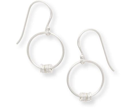 Silver Fine Ring Bead Drop Earrings Oliver Bonas