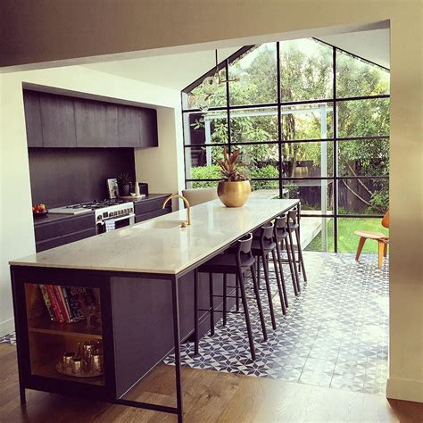 Crittal Windows Cement Floor Home Kitchen Extension