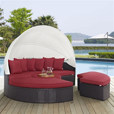 Modway Convene 5 Piece Canopy Outdoor Patio Daybed Multiple Colors