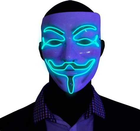 Green V For Vendetta El Wire Led Mask Guy Fawkes Anonymous Mask Glow