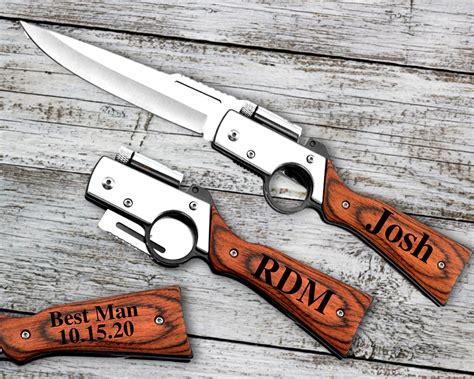 Groomsmen Gun Knife Gun Pocket Knife Personalized Knife - Etsy Canada