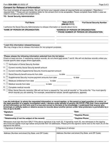 Form Ssa 3288 Download Fillable Pdf Or Fill Online Consent For Release
