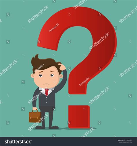 Businessman Thinking With Question Mark Vector Royalty Free Stock Vector 1129820693