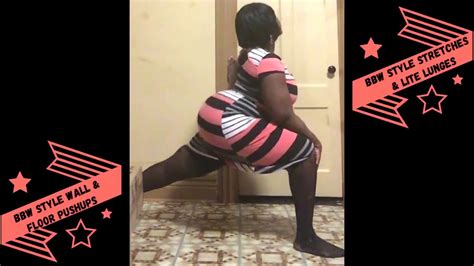 50in Nubian Black Bbw Does GLUTEs Lunges ABS Wall Pushups Workout