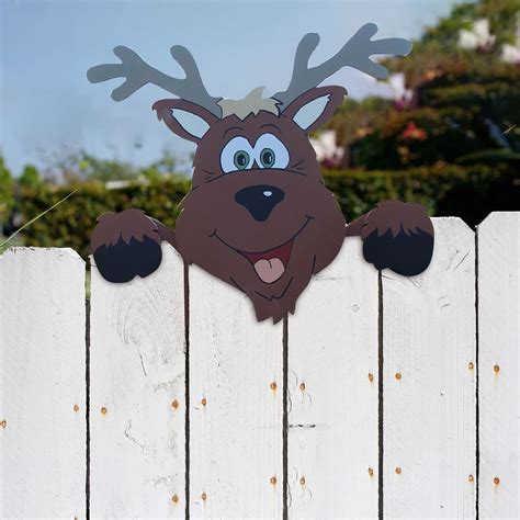 4 Animal Fence Peeker Christmas Decoration Outdoor Festivity The