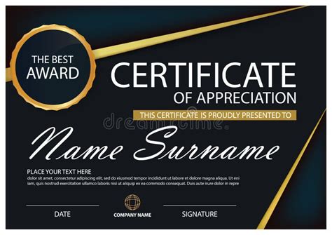 Gold And Black Label Elegance Horizontal Certificate With Vector