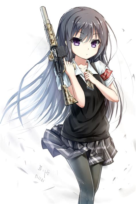 Wallpaper Long Hair Weapon Anime Girl M4a1 Resolution2000x3000