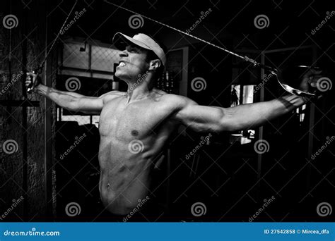 Bodybuilder Hard Training In The Gym Stock Photo Image Of Athletic