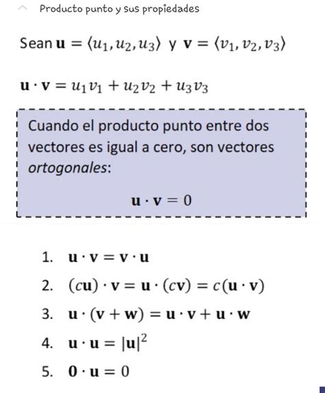 Álgebra Lineal Producto punto y sus propiedades Cursos de