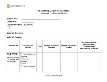 Results For Co Teaching Lesson Plan Template TPT