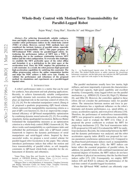 Pdf Whole Body Control With Motionforce Transmissibility For