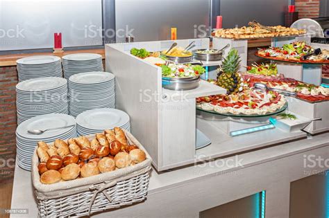 Variety Of Arranged Party Finger Food Cold Buffet Stock Photo