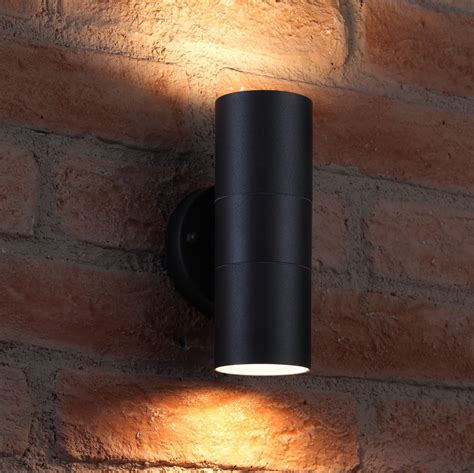 Auraglow Stainless Steel Outdoor Double Up And Down Wall Light And Led Bulbs Black Ebay