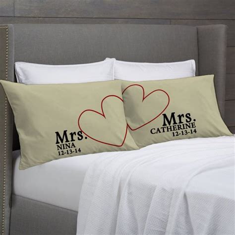 Mrs And Mrs Personalized Pillowcases Lesbian Couple By Eugenie2 Wedding Ts For Couples