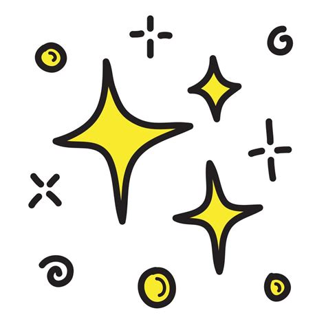 Doodle Set Of Vector Stars Sparkle Icon Clean Surface Icon Glowing