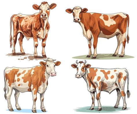 Premium Vector Cow Isolated On A White Backgroundcow Clip Art Set