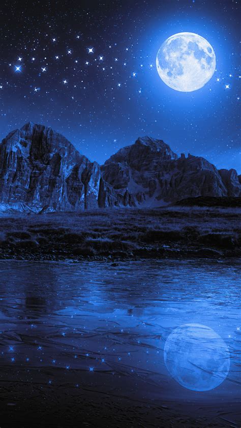 720x1280 Night Beach Moon Stars Landscape Mountains Moto Gx Xperia Z1