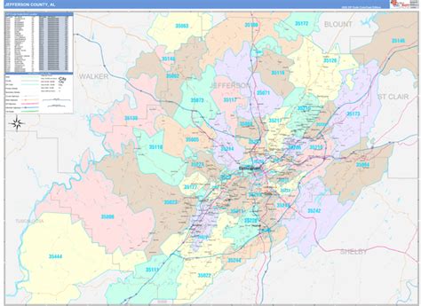 Jefferson County Al Zip Code Maps Color Cast