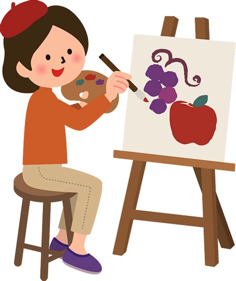 Woman Painting At An Easel Clipart Free Download Transparent Png