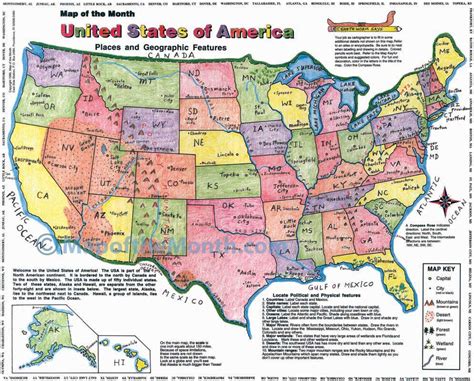 Map Of The United States With Geographical Features