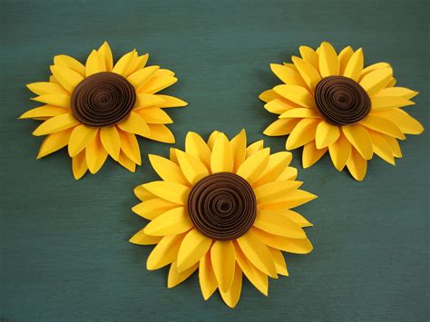 Set of 3 Paper Sunflowers Paper Flowers Yellow Flowers