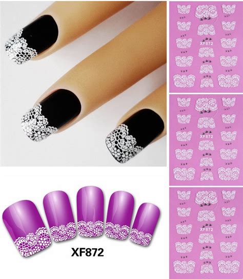 white flower lace 3d nail art stickers decals self adhesive nail decoration na 0123 unfair weight