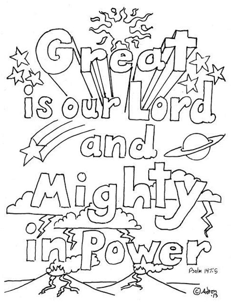 Coloring Page For Kids By Mr Adron Great Is Our Lord Psalm 1475
