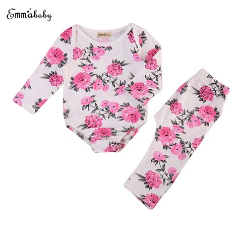 Floral Baby Girl Clothing Set Newborn Baby Rose Pink Tops Long Sleeve