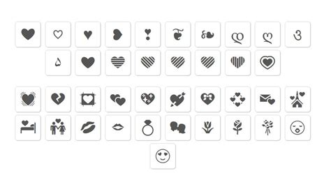 The Icons Are Arranged In Different Shapes And Sizes Including Hearts