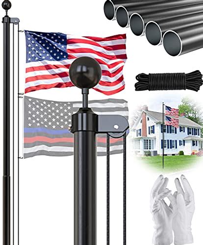 reviews for scwn 20ft black flag pole kit sectional aluminum extra thick heavy duty flagpole