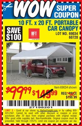 Details of 10 ft x 20 ft portable car canopy in 2020 car canopy car shed canopy. Harbor Freight Tools Coupon Database - Free coupons, 25 ...