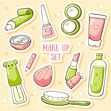 Cute Cosmetics Stickers Vector Premium Download