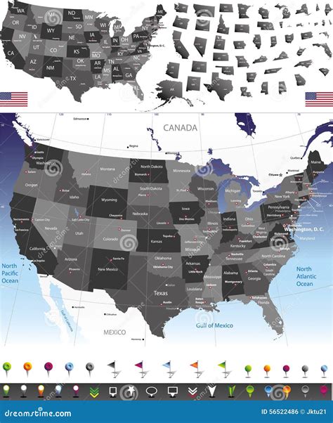 Vektorkarte Von Vereinigten Staaten Vektor Abbildung Illustration Von