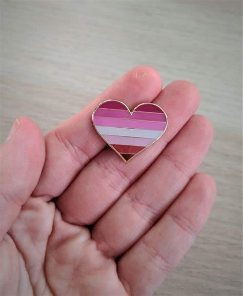 Lesbian Heart Enamel Pin Lesbian Pride Pin Flag Pins Queer Etsy