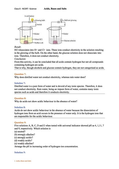 Ncert Solution For 10 Class Science Chapter 2 Acids Bases And Salts