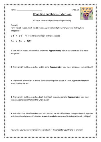 Rounding Off Numbers Word Problems Worksheets