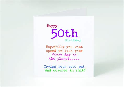 Funny 50th Card Open Sarcastic Funny Unisex Birthday Card 50th Male 50th Female 50th Card Be