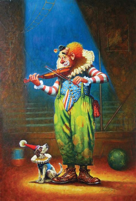 Clown N Dog By Petar Meseldzija Circus Art Clown Art Clown Paintings
