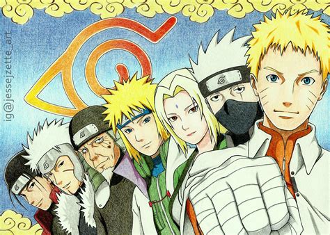 As gerações dos hokages de konoha desenho lindo demais Desenho fanart naruto Naruto