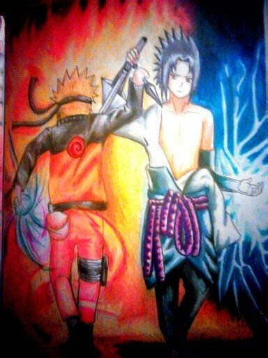 My Colored Pencil Drawing Of Sasuke And Naruto