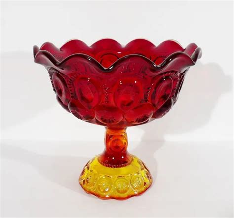 Vintage Le Smith Moon And Stars Amberina Glass Ruffled Open Compote 7 High 49 99 Picclick