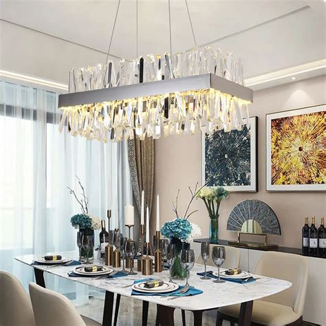 Luxury Rectangle Crystal Chandelier For Dining Room Kitchen Island