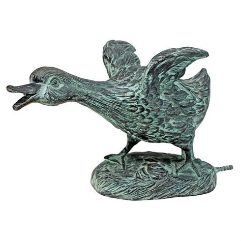 Design Toscano The Lindell Pond Running Duck Cast Bronze Garden Statue Su Pond Spitters
